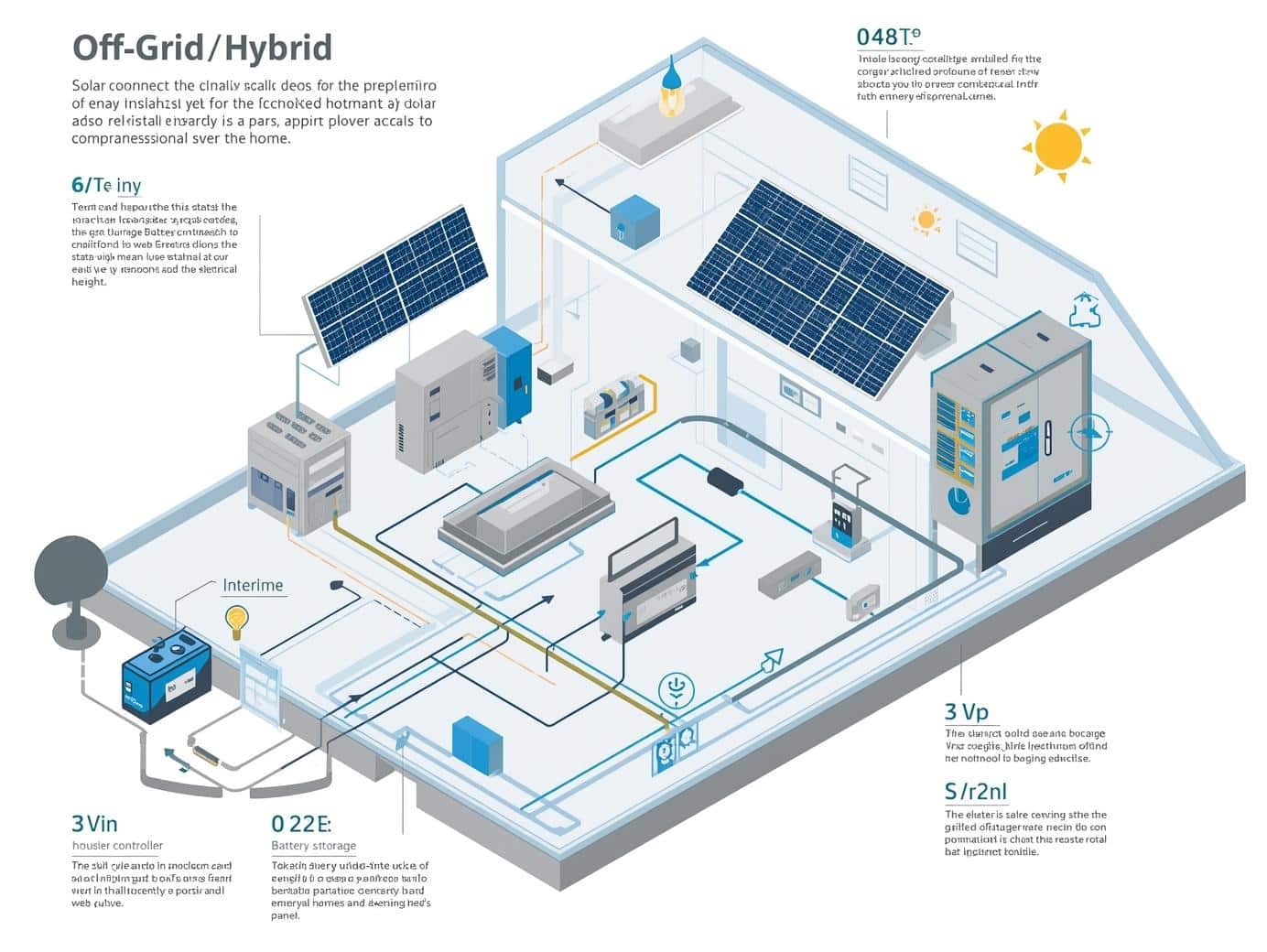 Rakour Energy | LiFePO4 Battery & Energy Storage System Manufacturer — HV & LV Series 48V LiFePO4 deep cycle battery installed in off-grid hybrid solar energy storage system
