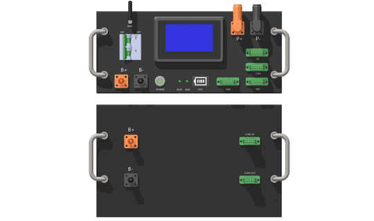 Rakour 51.2V 200Ah-HV LiFePO4 battery modules stacked on iron frame cabinet for high voltage solar battery storage system installation