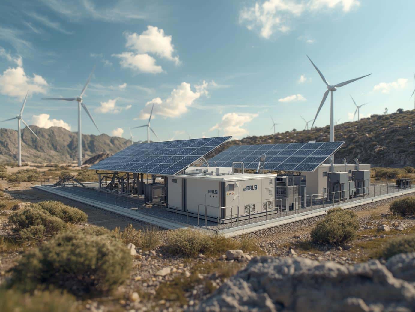 Rakour 51.2V 200Ah-HV LiFePO4 battery off-grid solar storage system powering rural residential property with high voltage battery pack and solar inverter