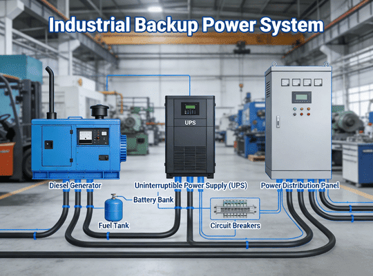 Rakour HV series high-voltage lithium iron phosphate battery pack with active BMS protection and fan cooling providing reliable industrial backup power for factories and data centers during grid outages