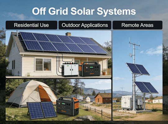 Rakour LiFePO4 lithium deep cycle battery storage system configured for off grid solar applications, with up to 15 units in parallel delivering high-capacity standalone power for remote locations