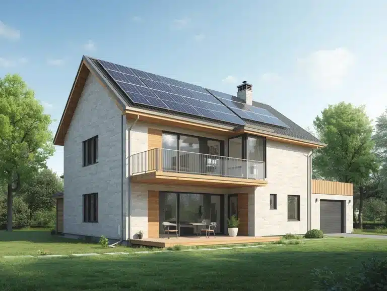 Rakour Energy | LiFePO4 Battery & Energy Storage System Manufacturer — HV & LV Series RAKOUR 48V LiFePO4 residential battery storage system paired with rooftop solar panels for grid-tied self-consumption
